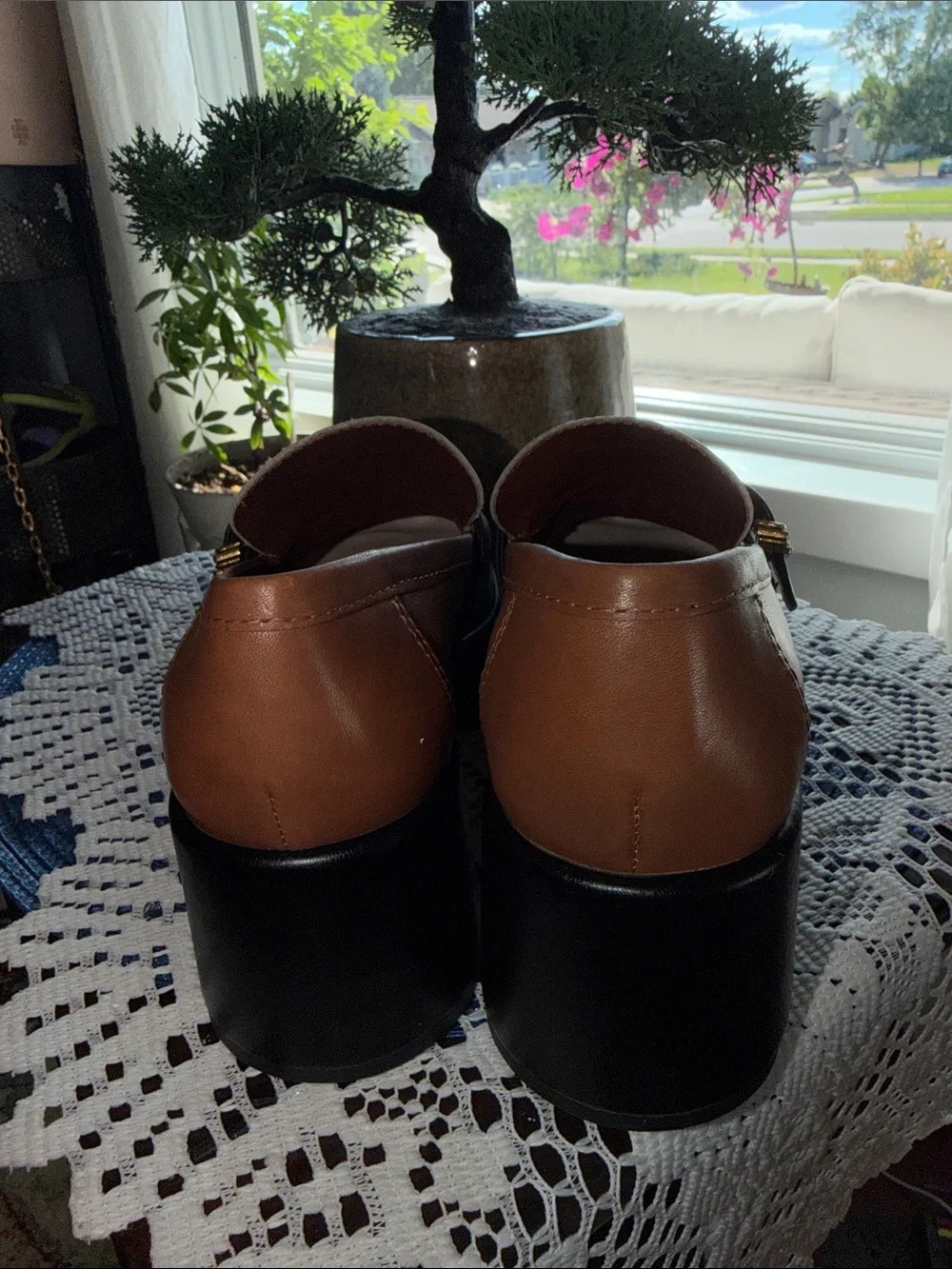 Dolce Vita White, Brown and Black Leather Buckle Loafers